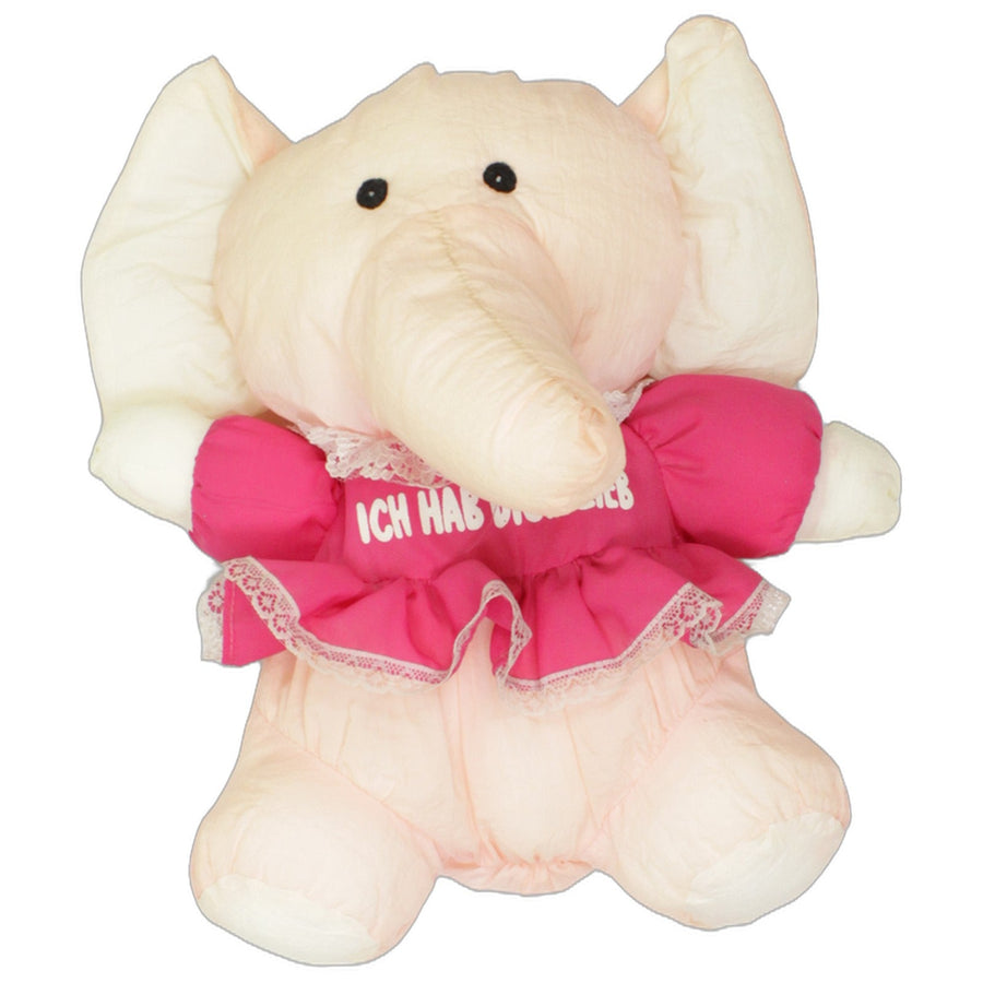 Pfirsichfarbener Elefant mit pinkem Kleid "Ich hab dich lieb "