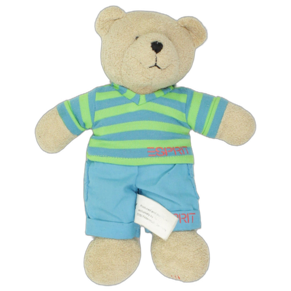 123000026858 Esprit Beiger Bär mit blau-grün gestreiftem Shirt Kuscheltier Kumpel Leo 26cm Beige Blau