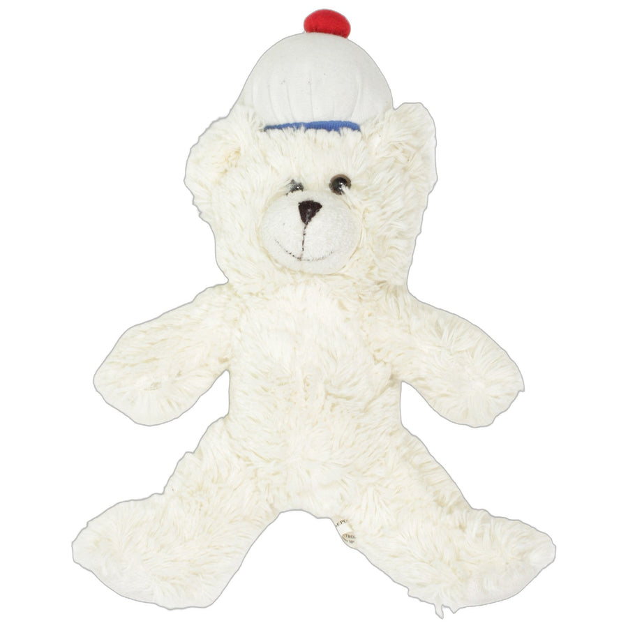 Zottel-Teddybär mit weißer Mütze