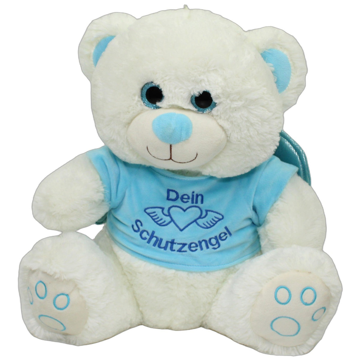 123000026958 FLOTI Flos Toys, weißer XL Bär mit Flügel "Dein Schutzengel", blau Kuscheltier Kumpel Leo 50cm Blau Bär