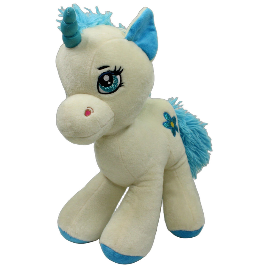 XL Einhorn mit blauer Blume, beige