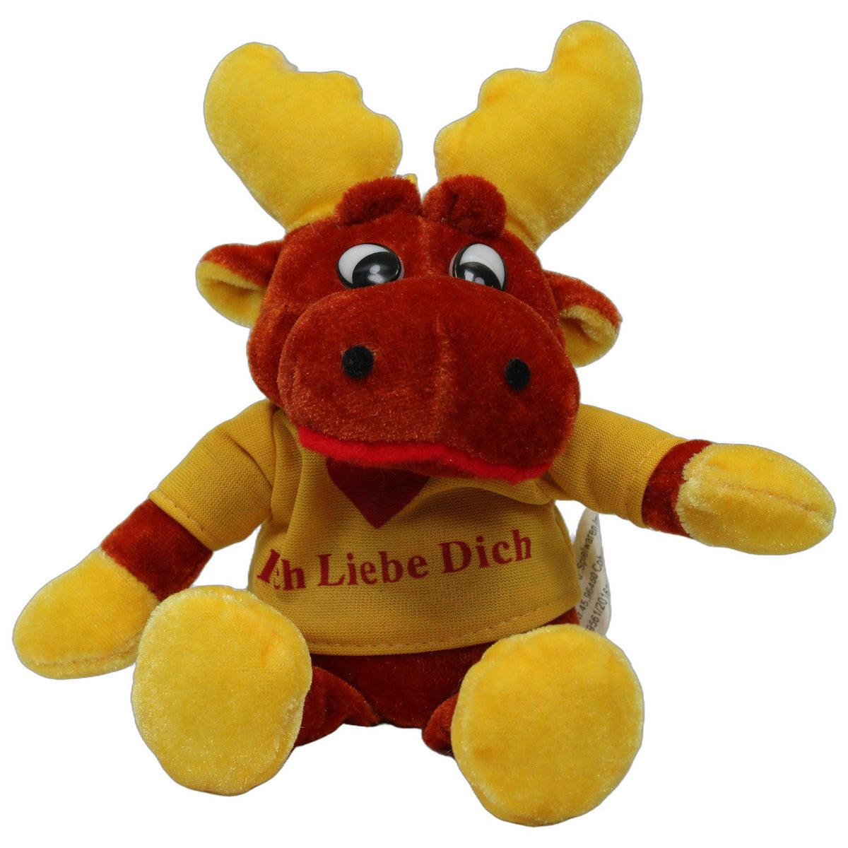 123000027128 Braun Plüschwaren Süßer Elch mit gelben Shirt "Ich Liebe Dich" Kuscheltier Kumpel Leo 20cm Braun ebay-stofftiere