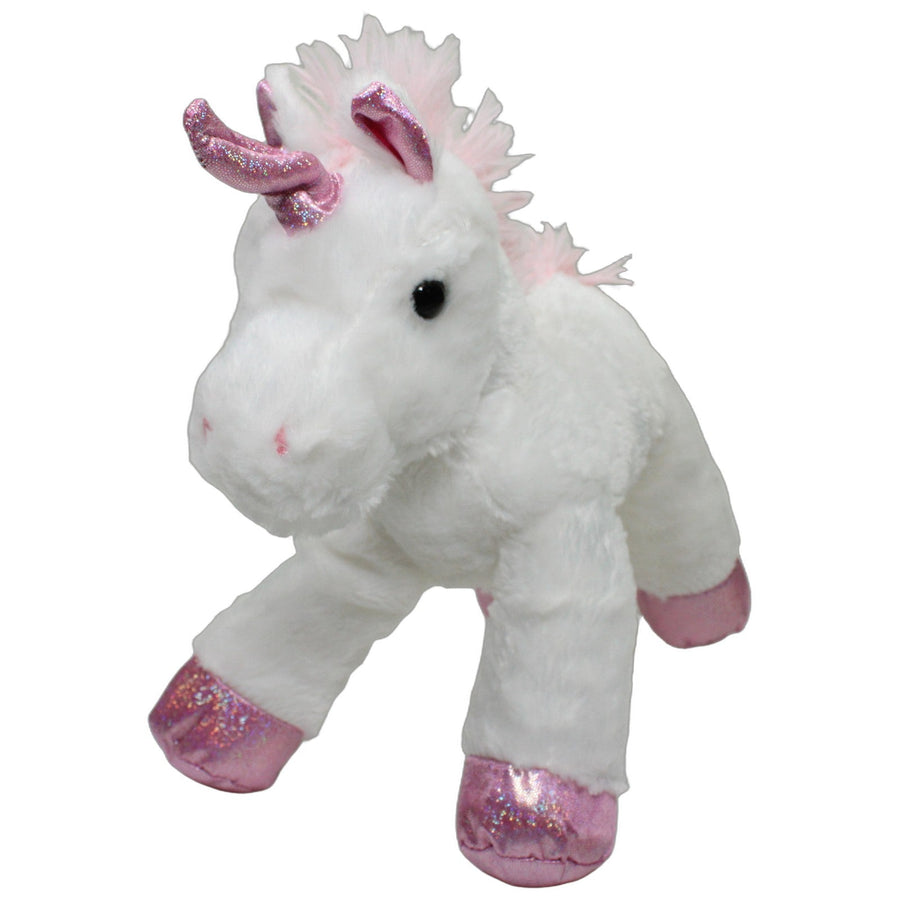 Schönes Einhorn mit rosa Glitzerhufen, weiß