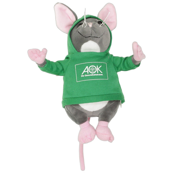 Maus mit grünem AOK Hoodie