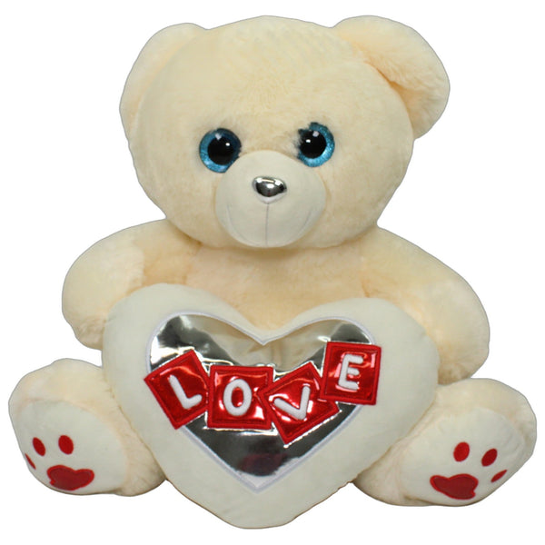 XL beiger Teddybär mit Herz "Love", sitzend