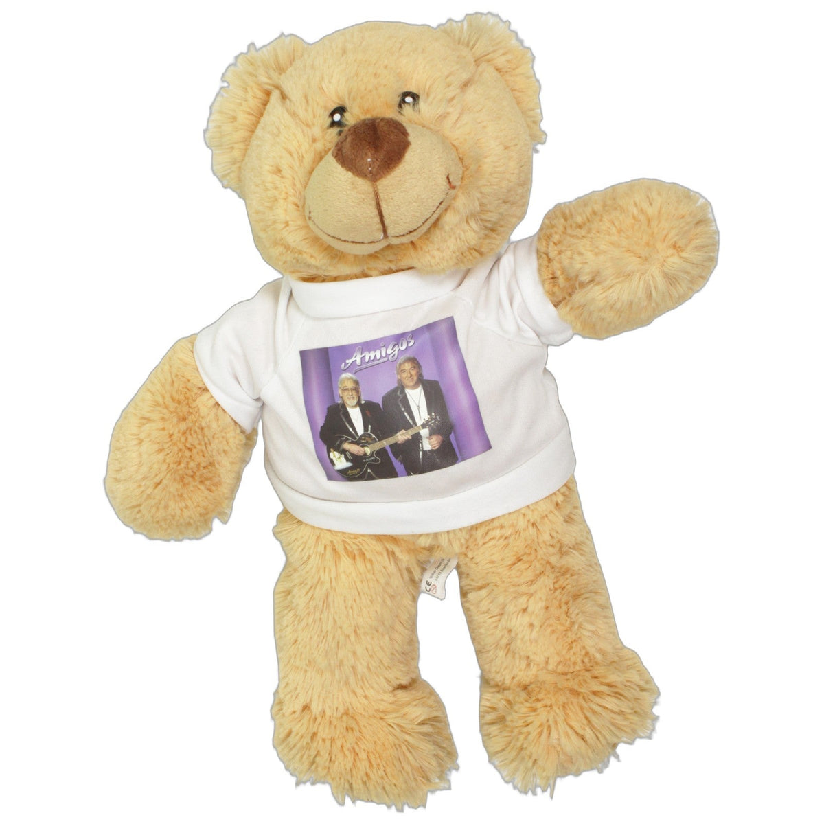 123000027326 Volker Daum Teddy mit "Amigos-Shirt" & Autogramm Kuscheltier Kumpel Leo 36cm _Wieder Da_ Beige