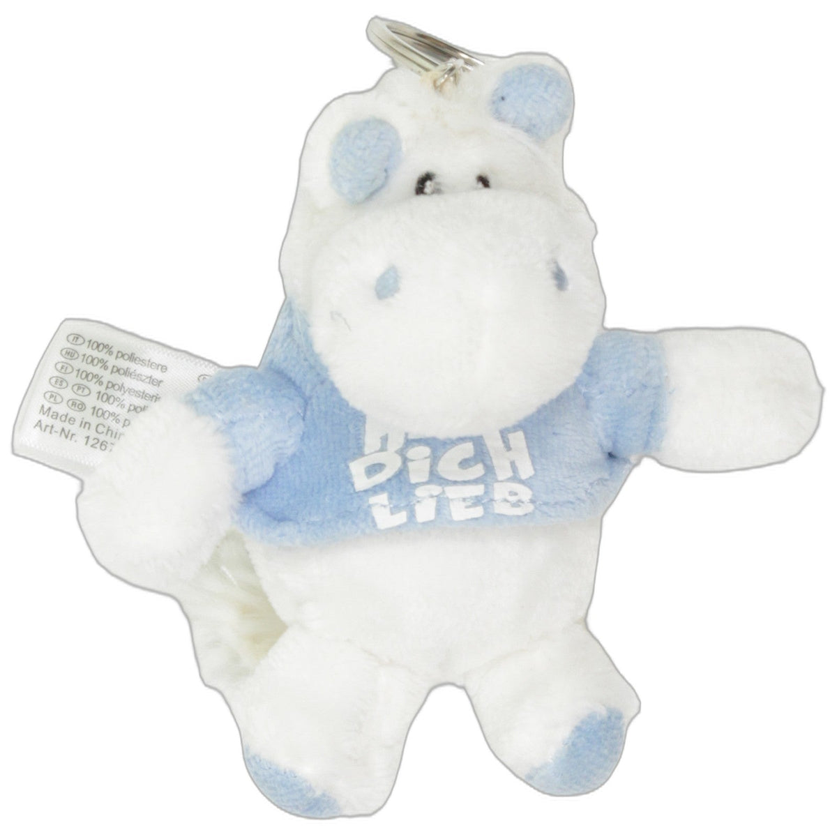 123000027385 Sunkid Volksbank, weißes Nilpferd "Hab´ Dich Lieb" Schlüsselanhänger Kumpel Leo 11cm Blau ebay-taschen-rucksaecke