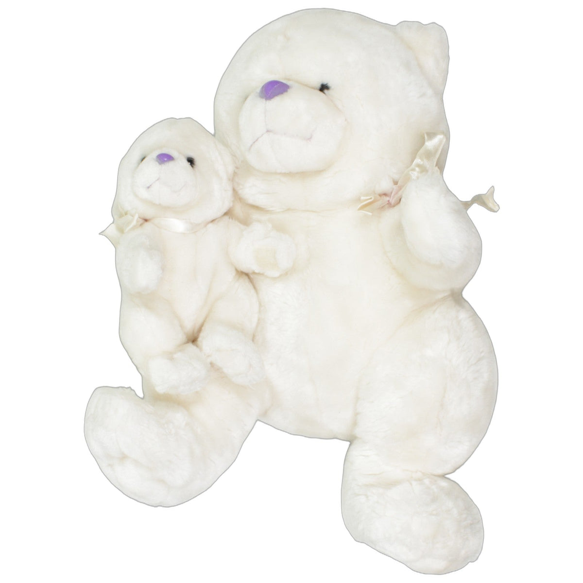 123000027388 Unbekannt XL weißer Bär mit Baby & lila Nasen Kuscheltier Kumpel Leo 45cm _Wieder Da_ Bär