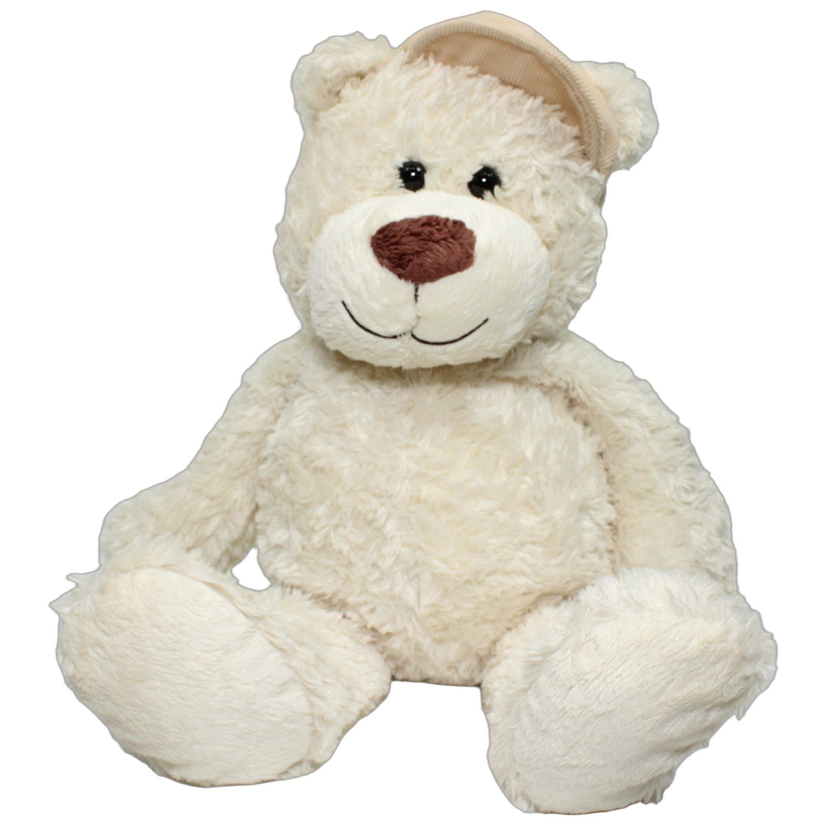 123000027396 Bob der Bär XL Zotteliger Schlenker-Teddy mit Schiebermütze, weiß Kuscheltier Kumpel Leo 53cm _Wieder Da_ Beige