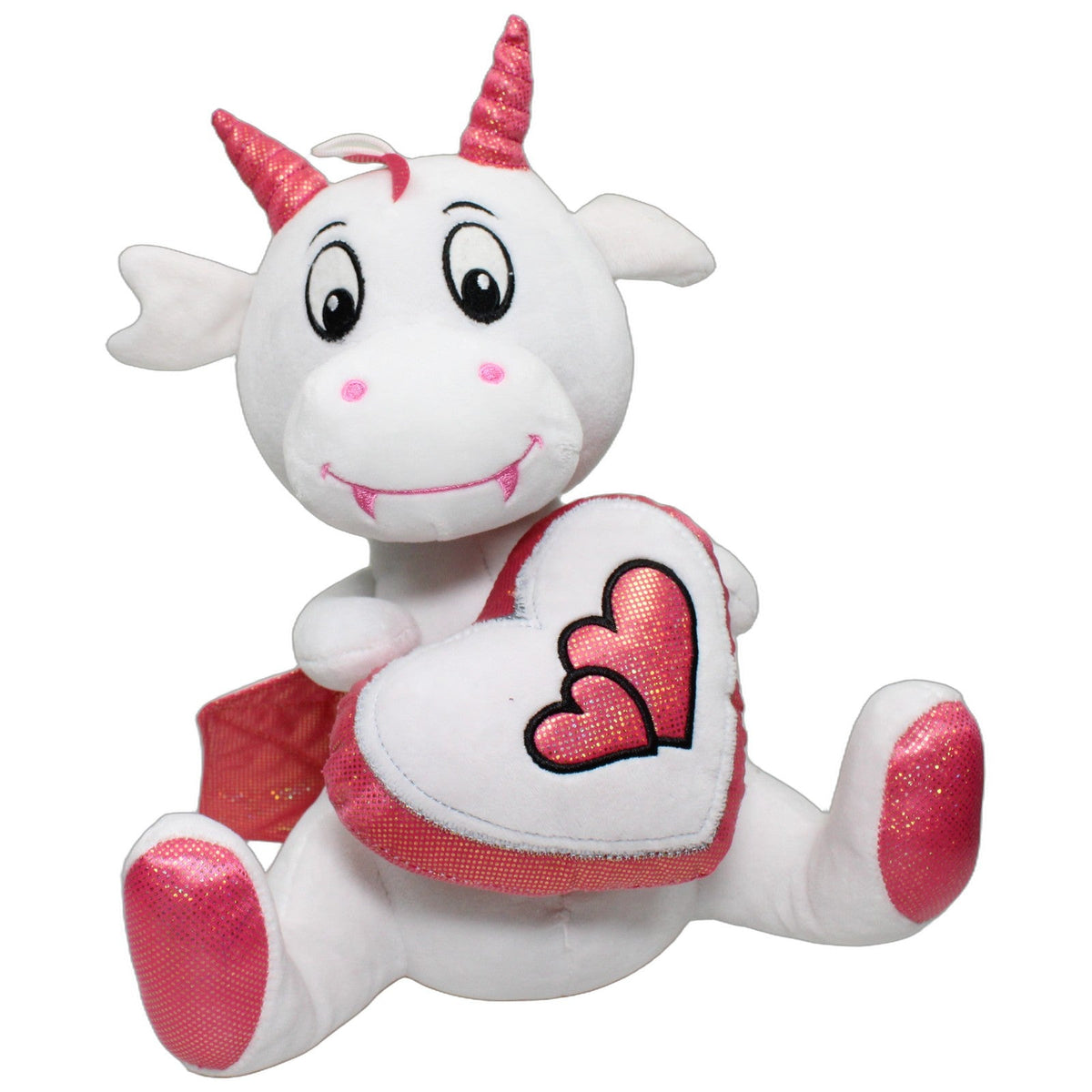 123000027414 Landahl & Baumann Weißer Drache mit Herz, sitzend Kuscheltier Kumpel Leo 34cm _Wieder Da_ Drache