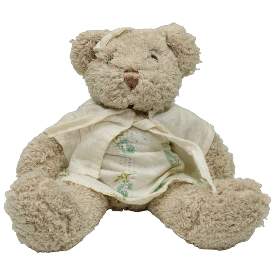 Bär mit Blumenkleid, beige