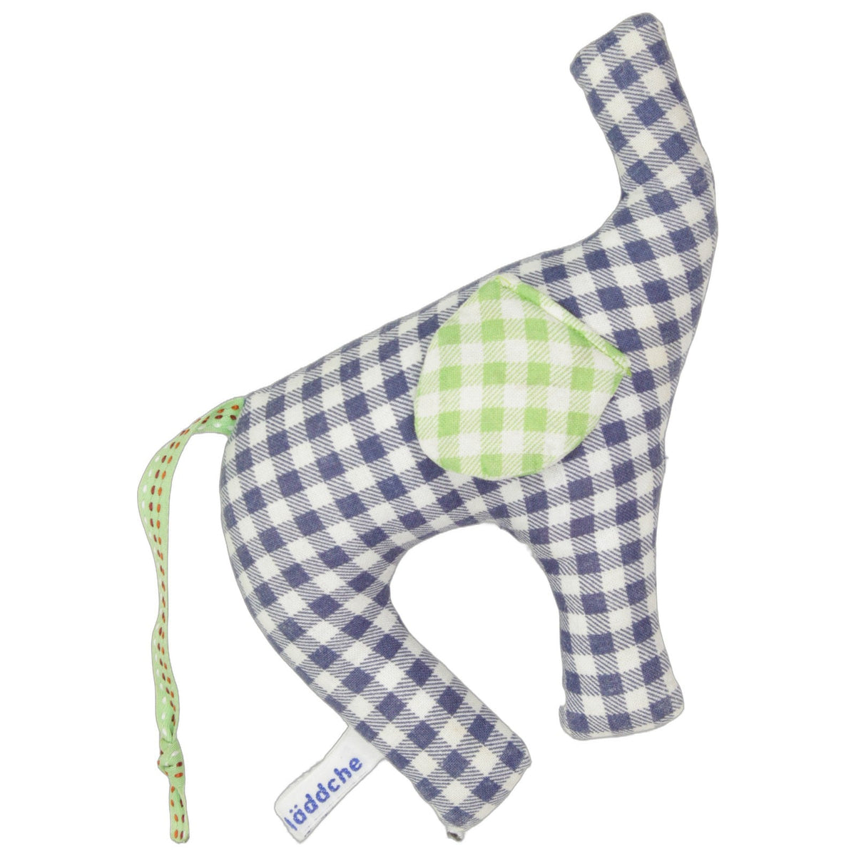 123000027551 Öcher Mäddche Patchwork Elefant mit Karomuster, blau-weiß Greifling mit Rassel Kumpel Leo 13cm Blau ebay-baby-sonstiges