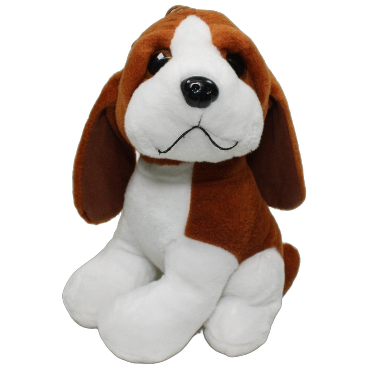 123000027589 Oskar Braun Plüschwaren Süßer Beagle mit Glitzeraugen, sitzend Kuscheltier Kumpel Leo 30cm _Wieder Da_ Braun