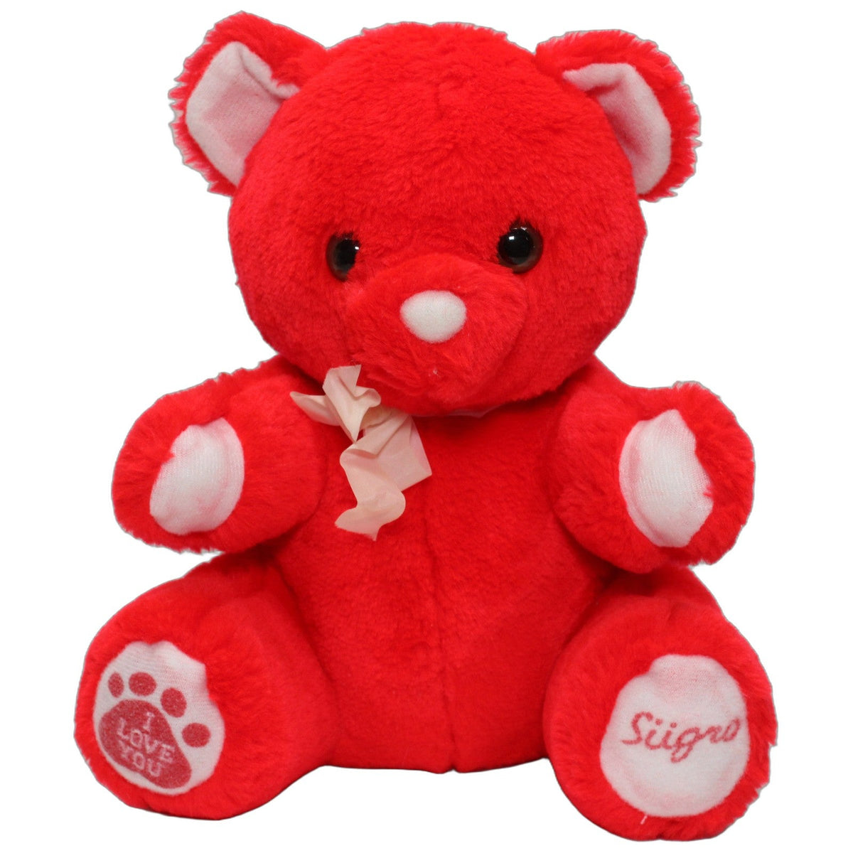 123000027626 Unbekannt Roter Bär mit Schleife " I LOVE YOU Sügro" Kuscheltier Kumpel Leo 20cm _Wieder Da_ Bär