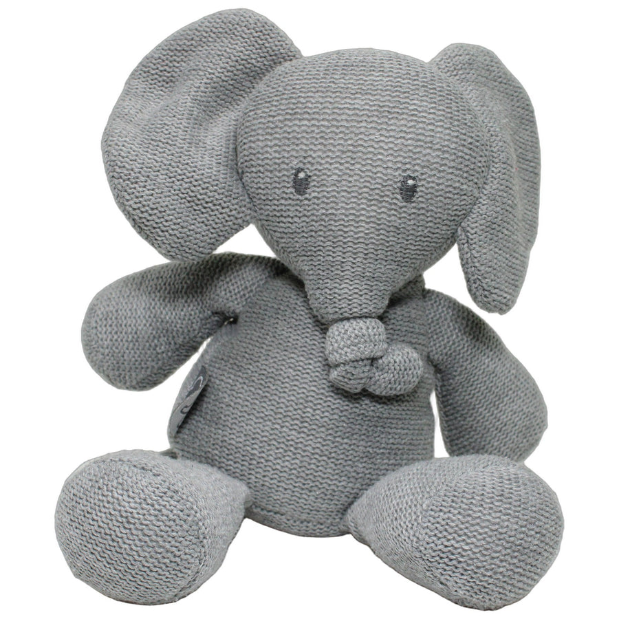 Süßer Schlenker Elefant in Strickoptik, grau