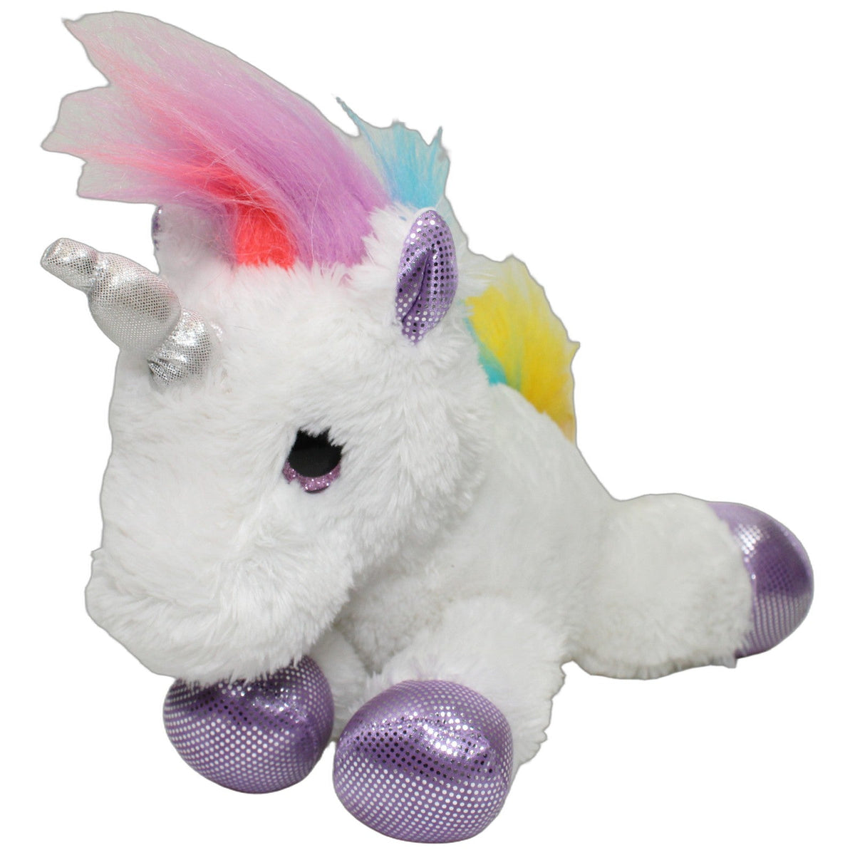 123000027698 Aurora Sparkle Tales, Einhorn mit Regenbogenmähne & lila Hufen Kuscheltier Kumpel Leo 30cm ebay-stofftiere Einhorn