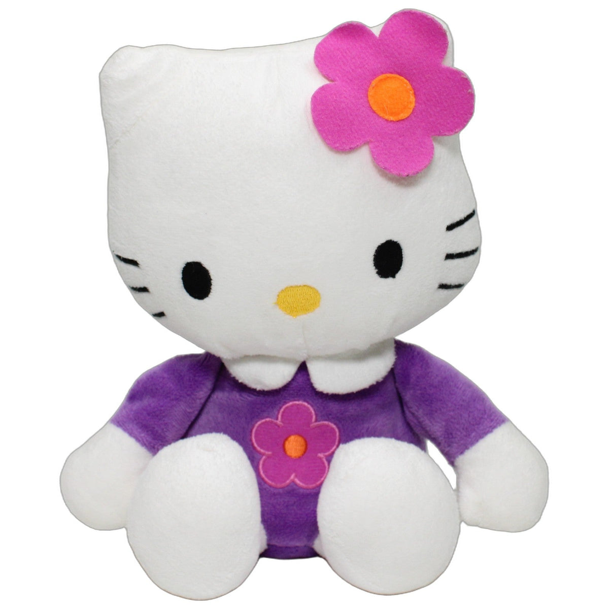 123000027709 Sega Amusements Europe Hello Kitty mit Blume & lila Oberteil, sitzend Kuscheltier Kumpel Leo 20cm Charakter ebay-stofftiere