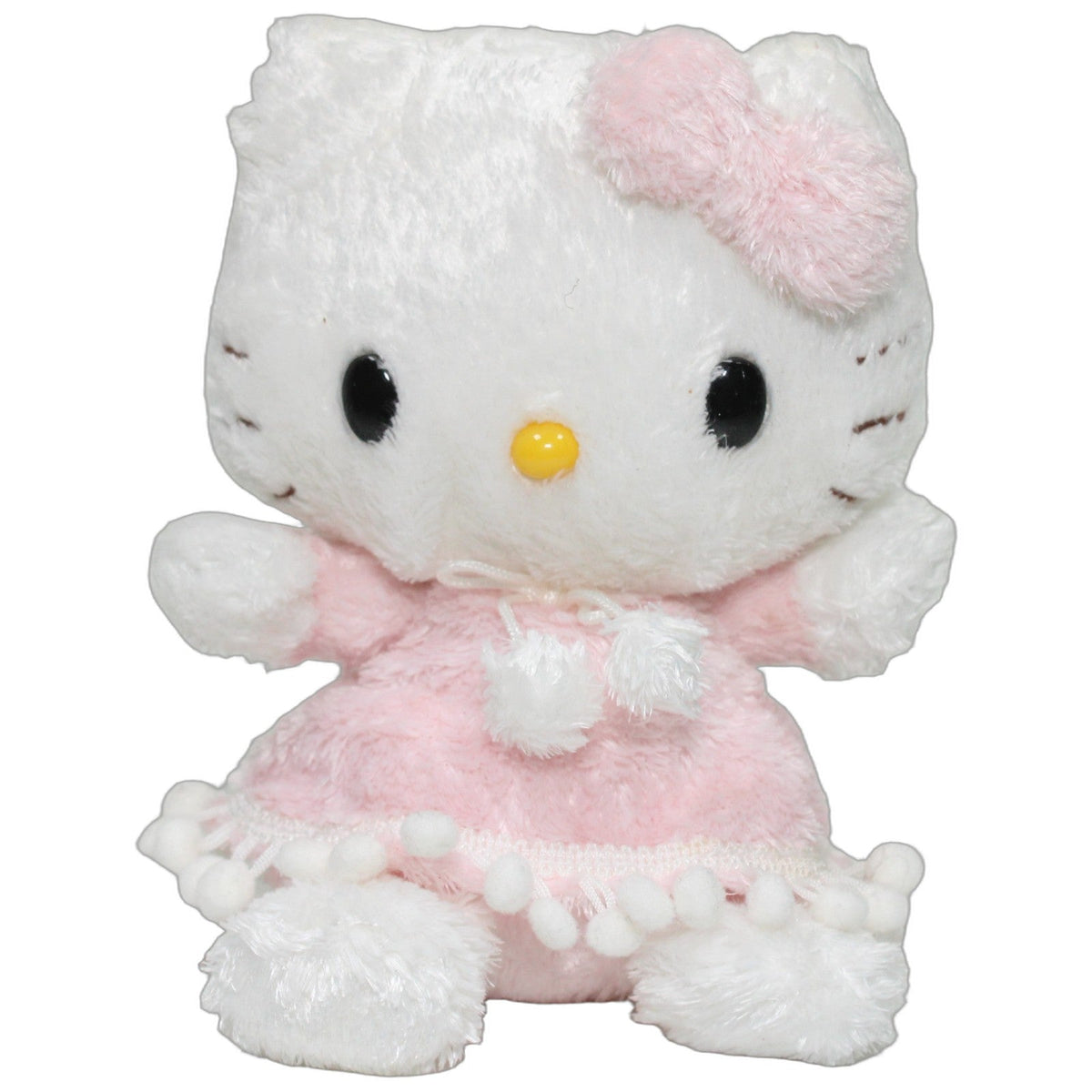 123000027827 Sanrio Hello Kitty in rosa Bommel-Kleid Kuscheltier Kumpel Leo 17cm _Wieder Da_ Charakter