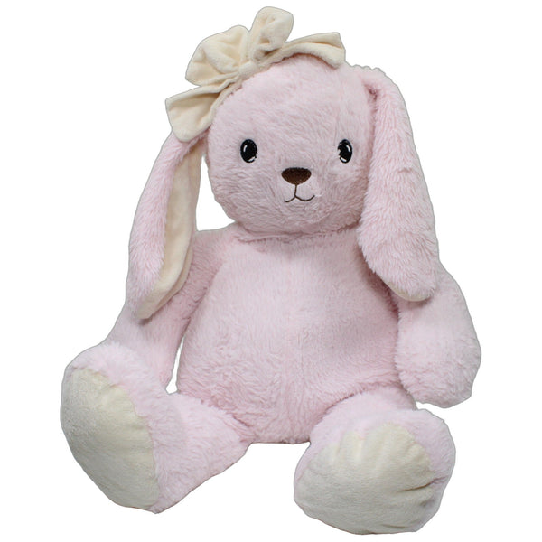 XXL Rosa Hase mit Schleife, sitzend