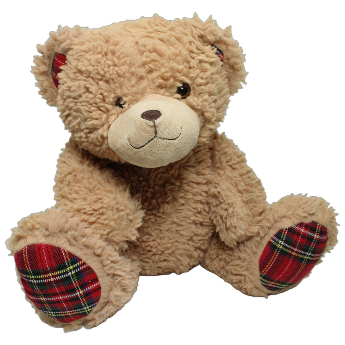 123000027892 Boltze Gruppe Großer beiger Bär mit karierten Füßen & Sohlen Kuscheltier Kumpel Leo 36cm Beige ebay-stofftiere