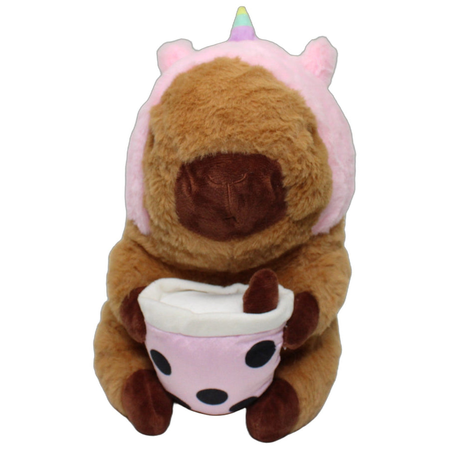 Capybara mit Bubble Tea & Einhorn-Mütze