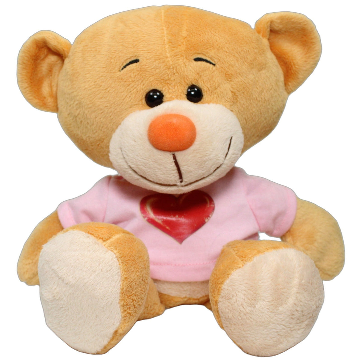 123000028387 TE-Importe Schlenker Teddy mit rosa Herz Shirt Kuscheltier Kumpel Leo 30cm _Wieder Da_ Beige