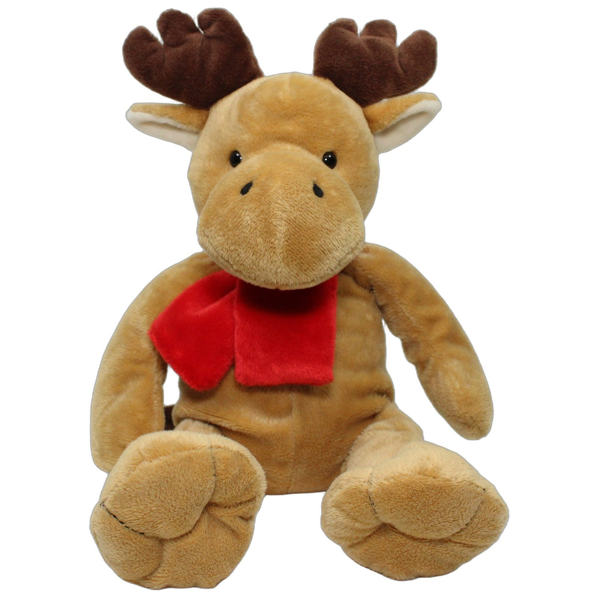 123000028726 Nanu-Nana Großer Schlenker-Elch mit rotem Schal Kuscheltier Kumpel Leo 39cm Beige Braun