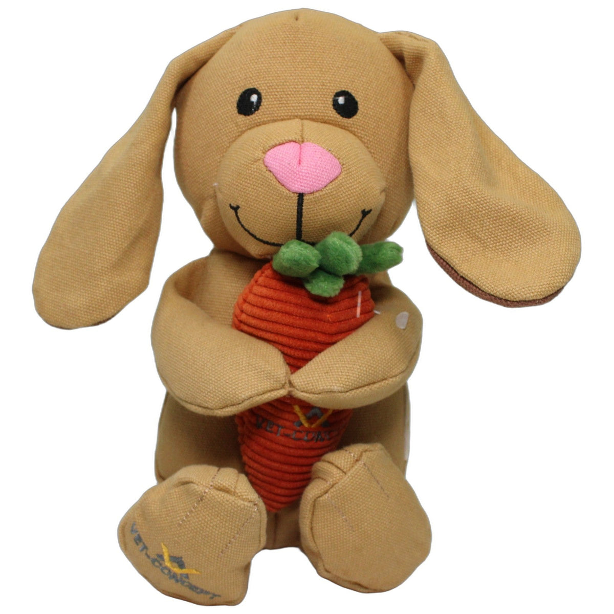 123000028728 Vet Concept Quietsch-Hase mit Möhre Hundespielzeug Kumpel Leo 29cm Beige Braun