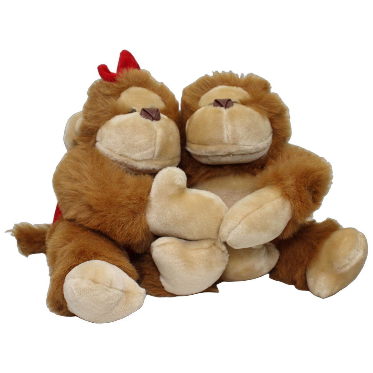 123000028767 Creazioni Franca Süßes Affen-Pärchen mit roten Hosen, sitzend Kuscheltier Kumpel Leo 30cm Affe Beige