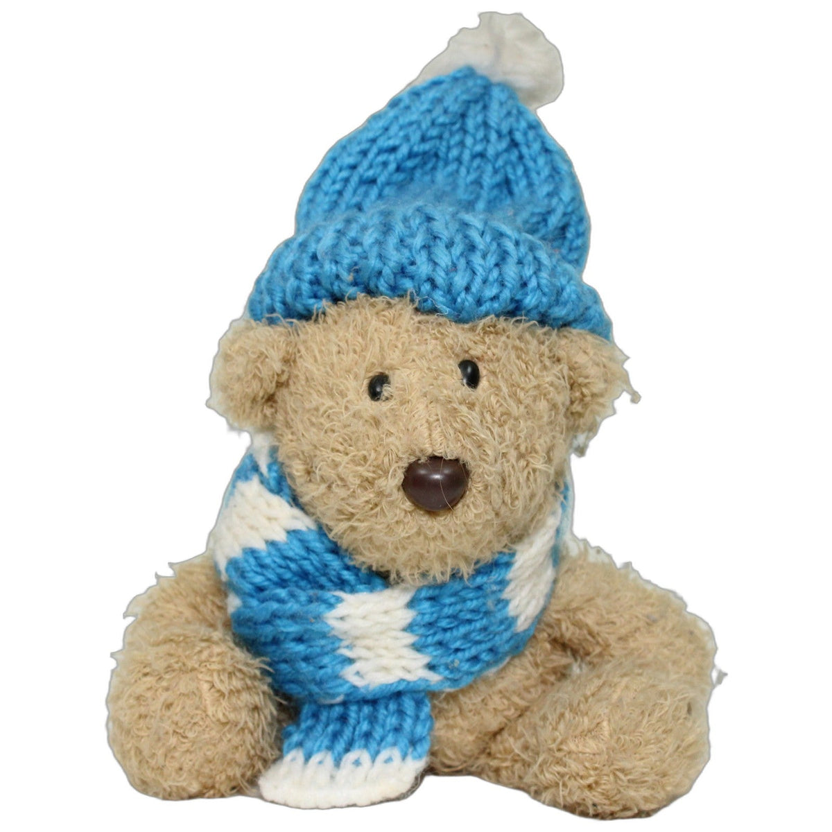 123000028962 BB Direkt Kleiner Schlenker-Teddy mit blauer Mütze & Schal Kuscheltier Kumpel Leo 17cm Beige Blau