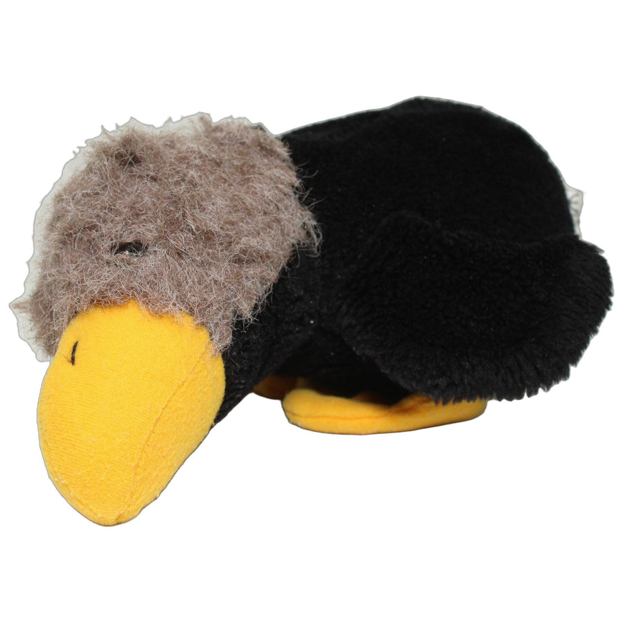 Schwarzer Vogel mit grauem Kopf, liegend