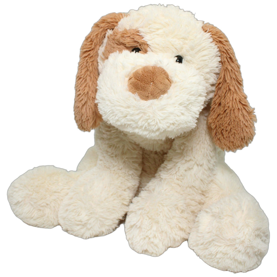 Niedlicher XL Hund mit braunen Ohren, sitzend