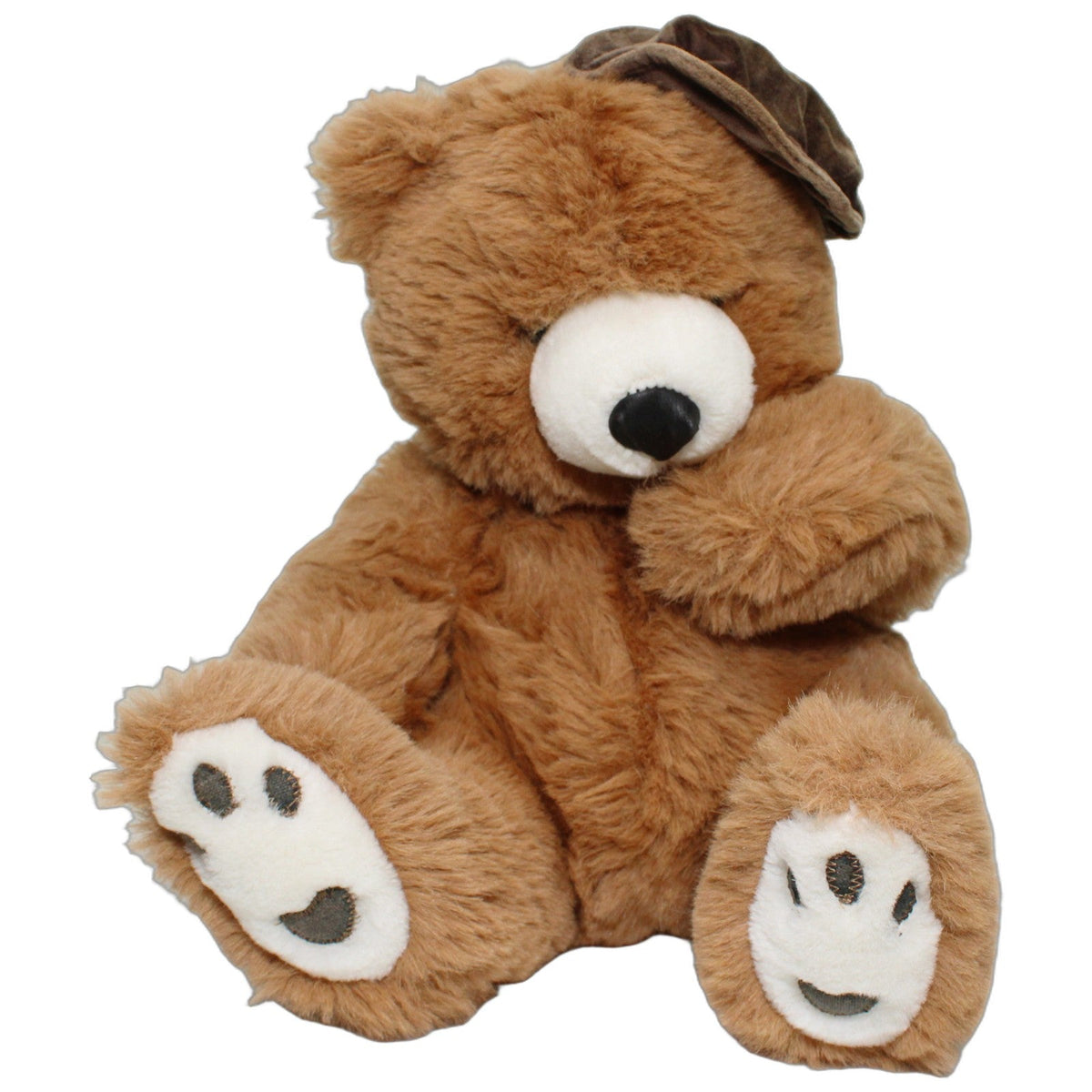 123000029350 SEMO Sitzender Bär mit Kappe Kuscheltier Kumpel Leo 30cm Braun Bär