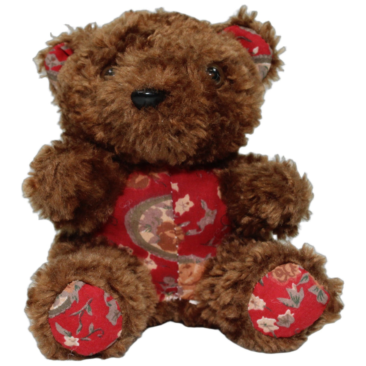 123000029389 Unbekannt Kleiner Teddy mit rotem Blumen-Muster Kuscheltier Kumpel Leo 13cm Beige Braun