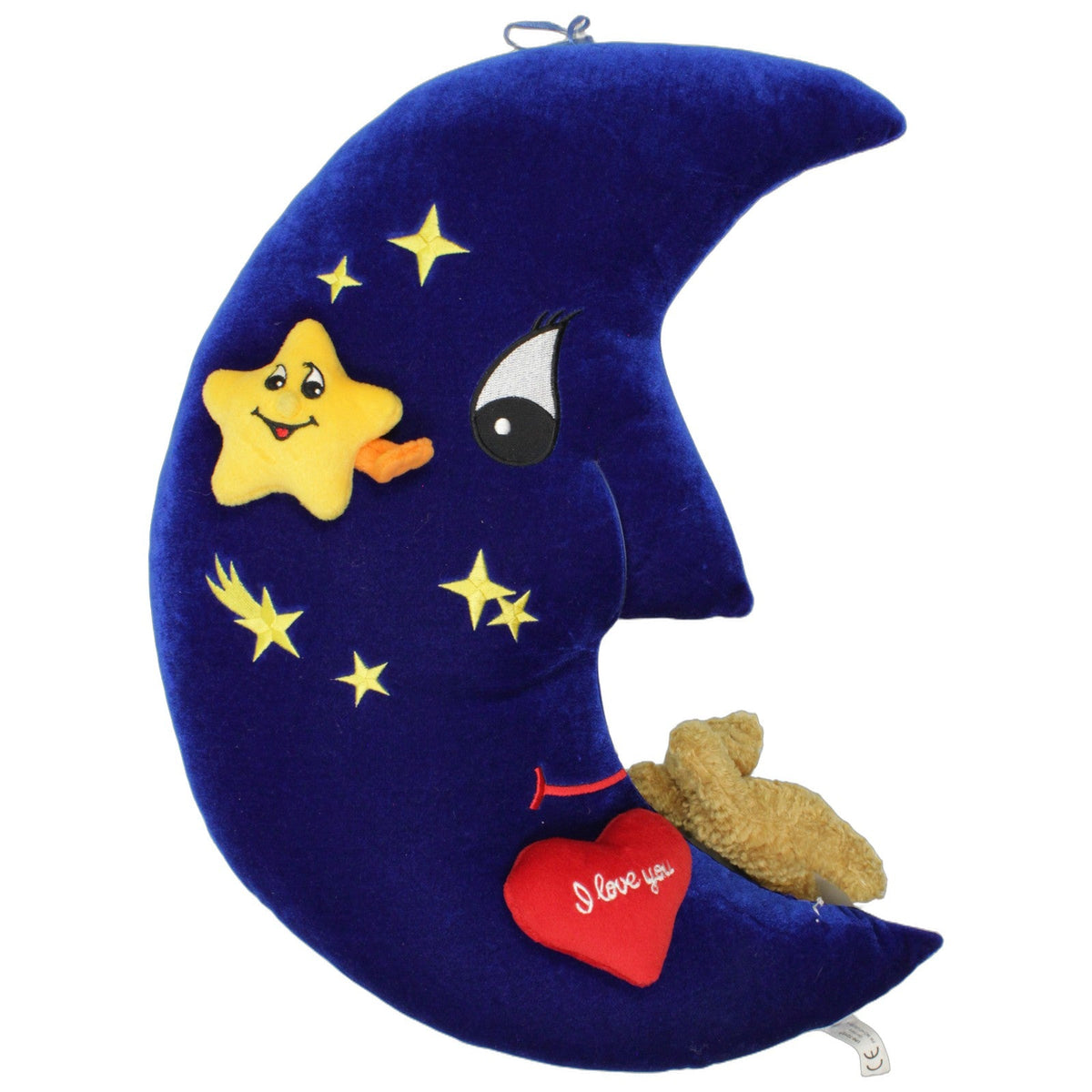 123000029410 Uni-Toys XL blauer Mond mit Teddy & Herz "Love you" Plüschfigur Kumpel Leo 53cm Blau Braun