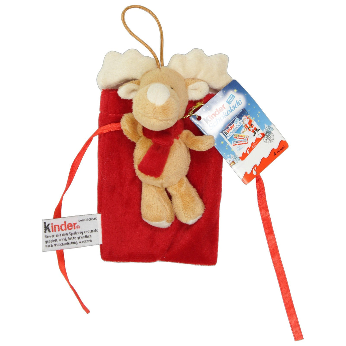123000029522 Ferrero Kinder, Rentier mit rotem Sack Kuscheltier Kumpel Leo 13cm Beige Braun