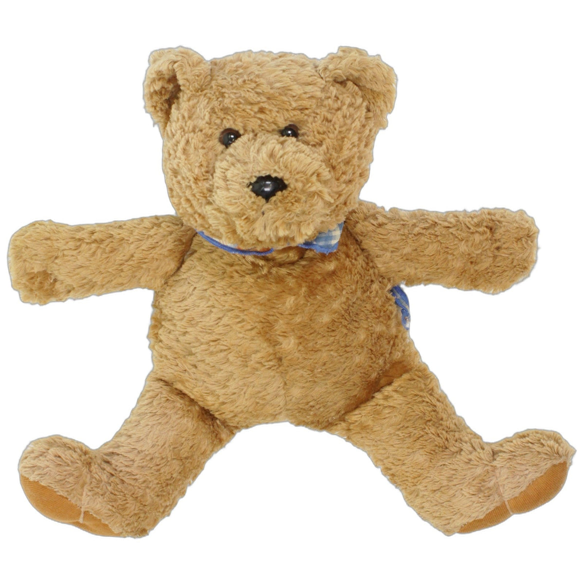 123000029586 Fashy Brauner Teddybär mit kariertem Halstuch Wärmekissen mit Bezug Kumpel Leo 30cm Blau Braun
