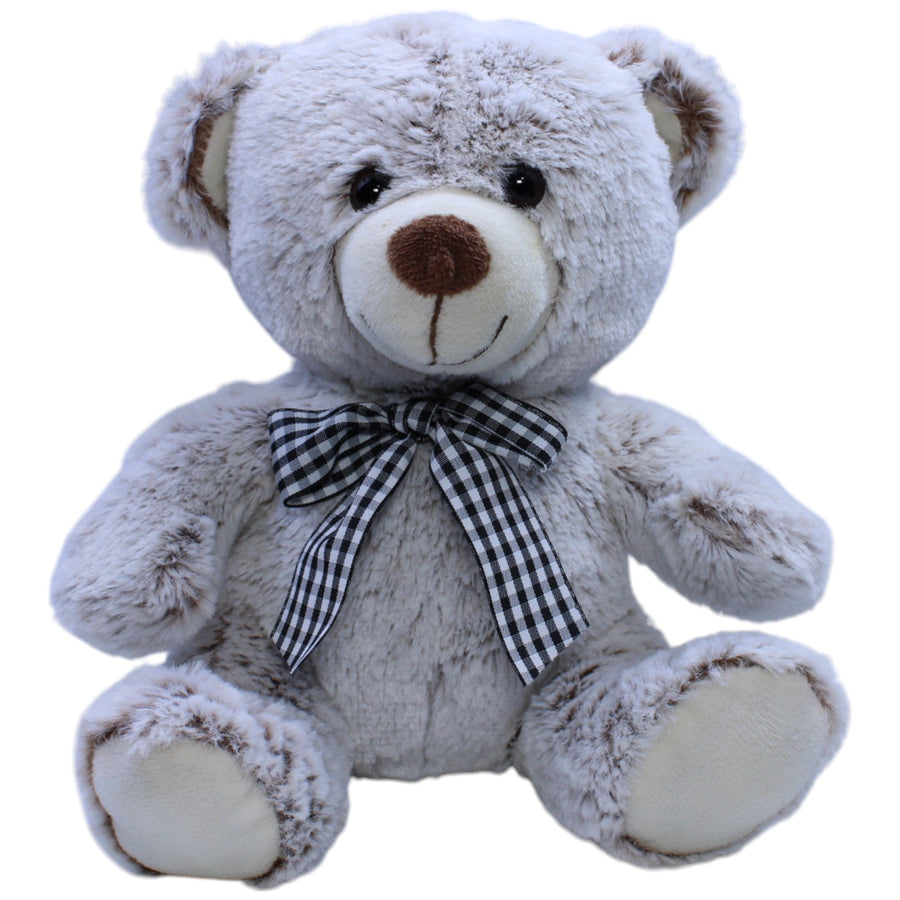 Superweicher grauer Teddybär mit karierter Schleife