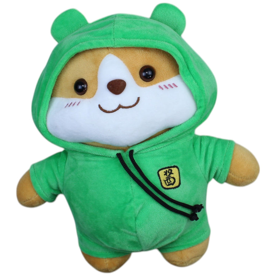 Süßer Shiba Inu in grünem Einteiler