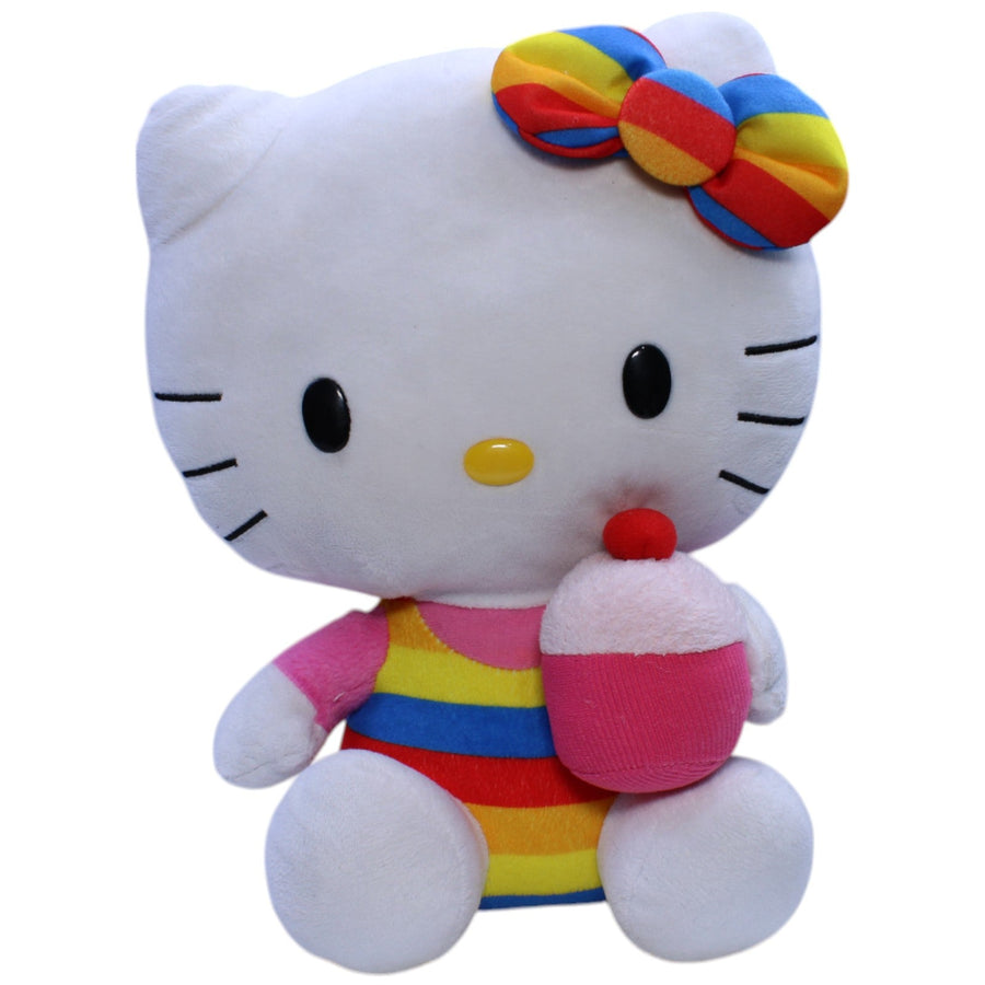Große Hello Kitty mit Cupcake, bunt-gestreift