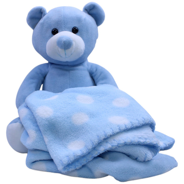 Süßer Teddybär mit Schmusedecke, blau