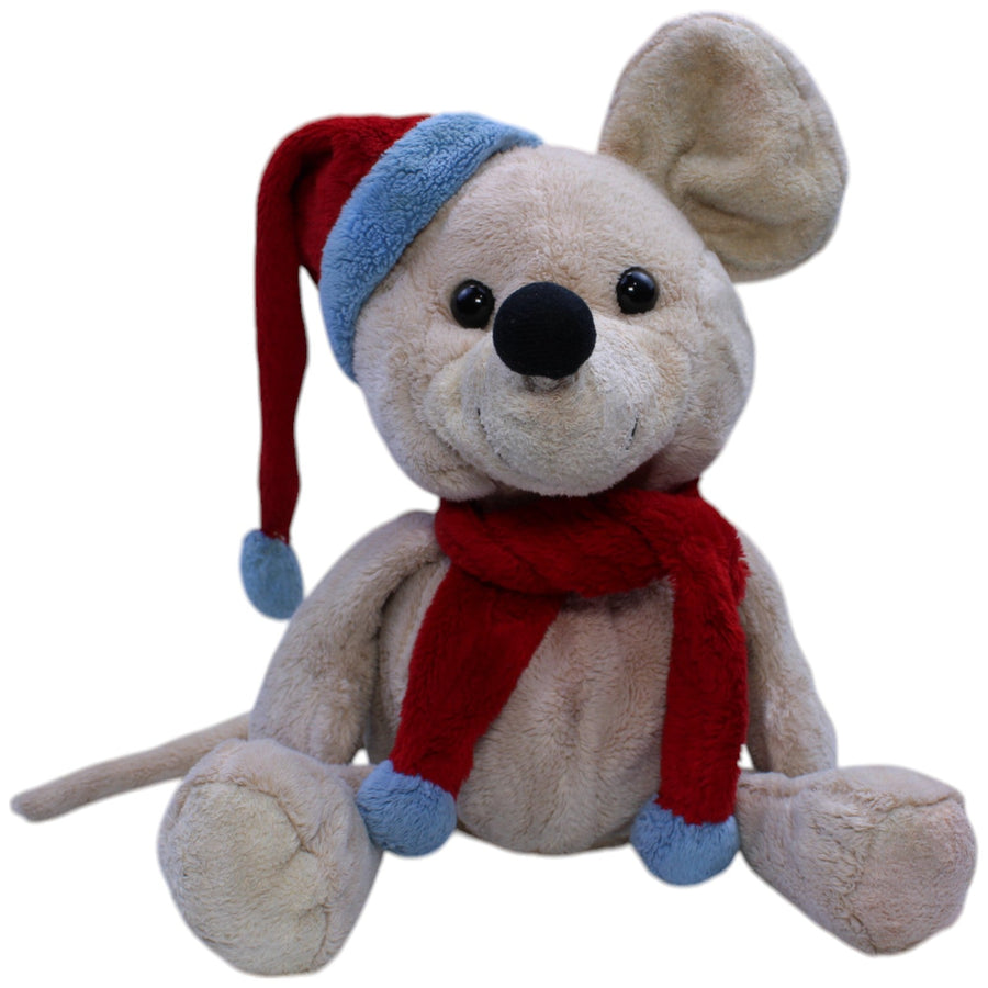 Weihnachtliche Maus mit Mütze & Schal, beige