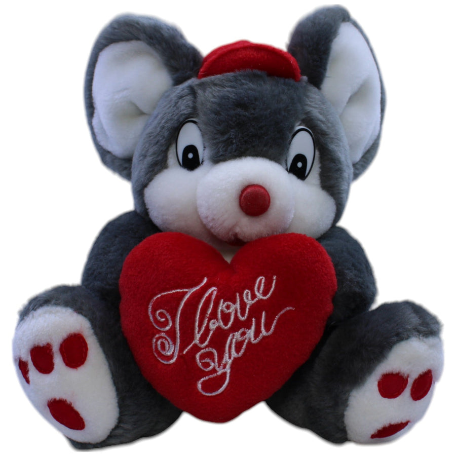 Maus mit Kappe & Herz "I love you"