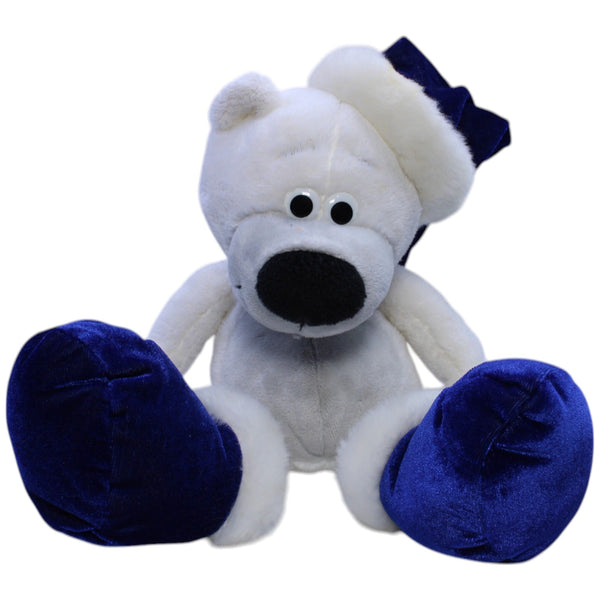 Eisbär mit blauer Zipfelmütze und Schuhen