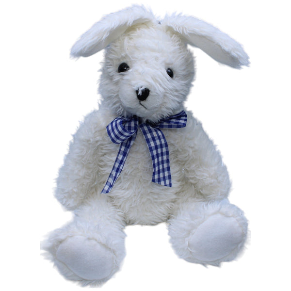 Weiße Hase mit blau-karierter Schleife