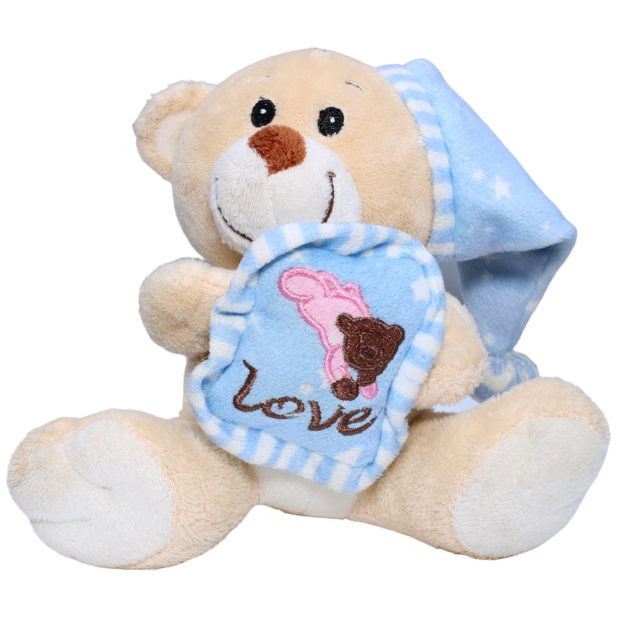 Flos Toys, Teddybär mit Schlafmütze und Kissen