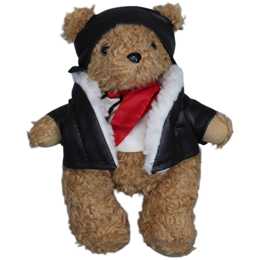 Flieger-Teddybär mit Lederjacke & Fliegerhaube