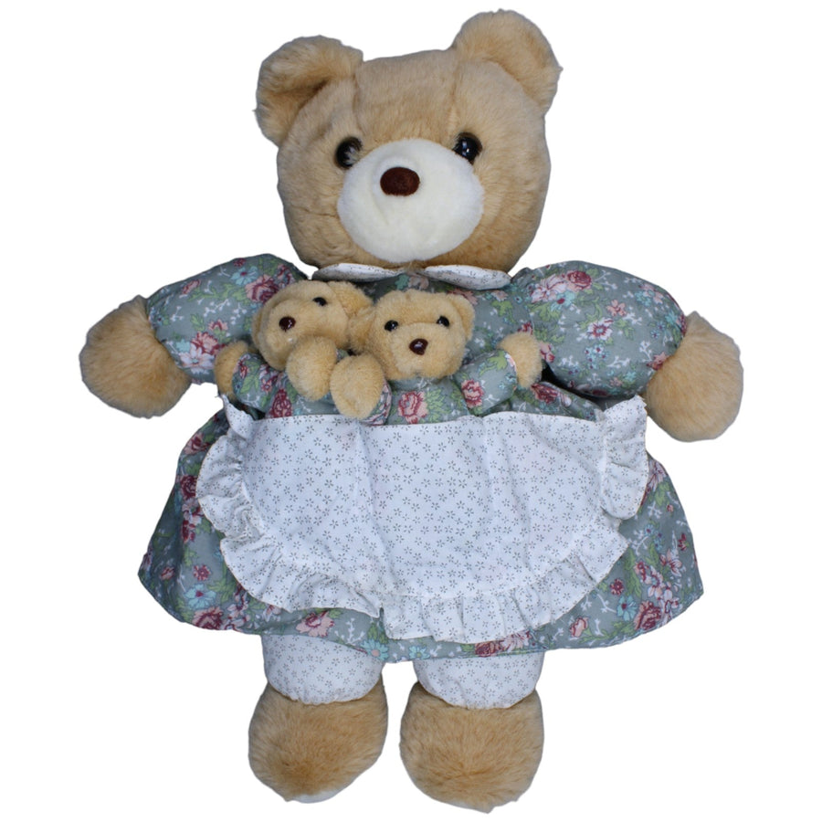 XL Mama-Bär in Schürzenkleid mit 2/3 Babys