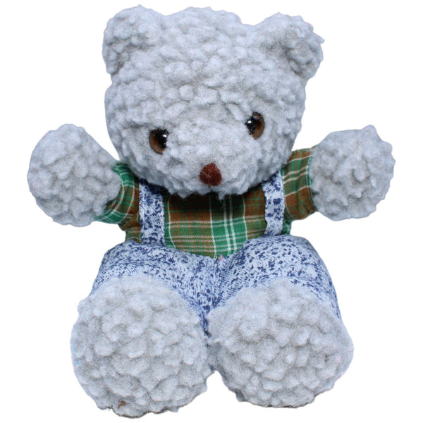 Kuscheliger Teddybär mit Latzhose, grau