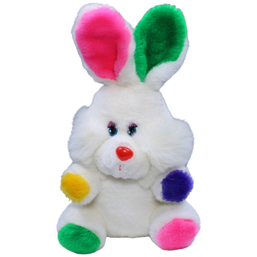 Weißer Hase mit großen bunten Ohren